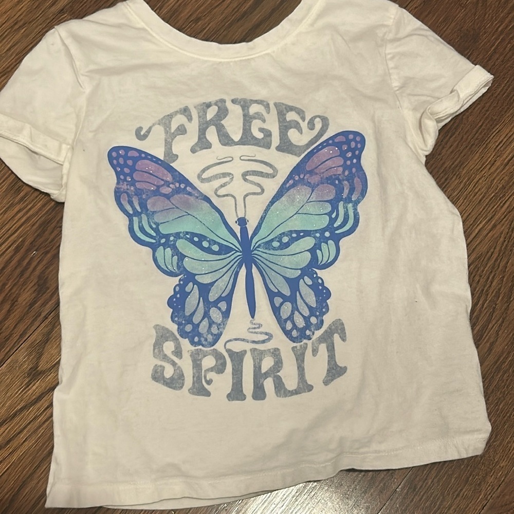 Gap Girls White Tee With Butterfly, Size M